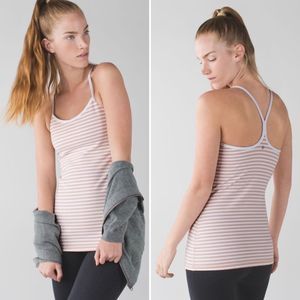 Lululemon Power Y Tank Top Narrow Bold Stripe White  Nude